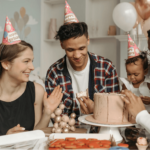 parents with kids at a birthday party