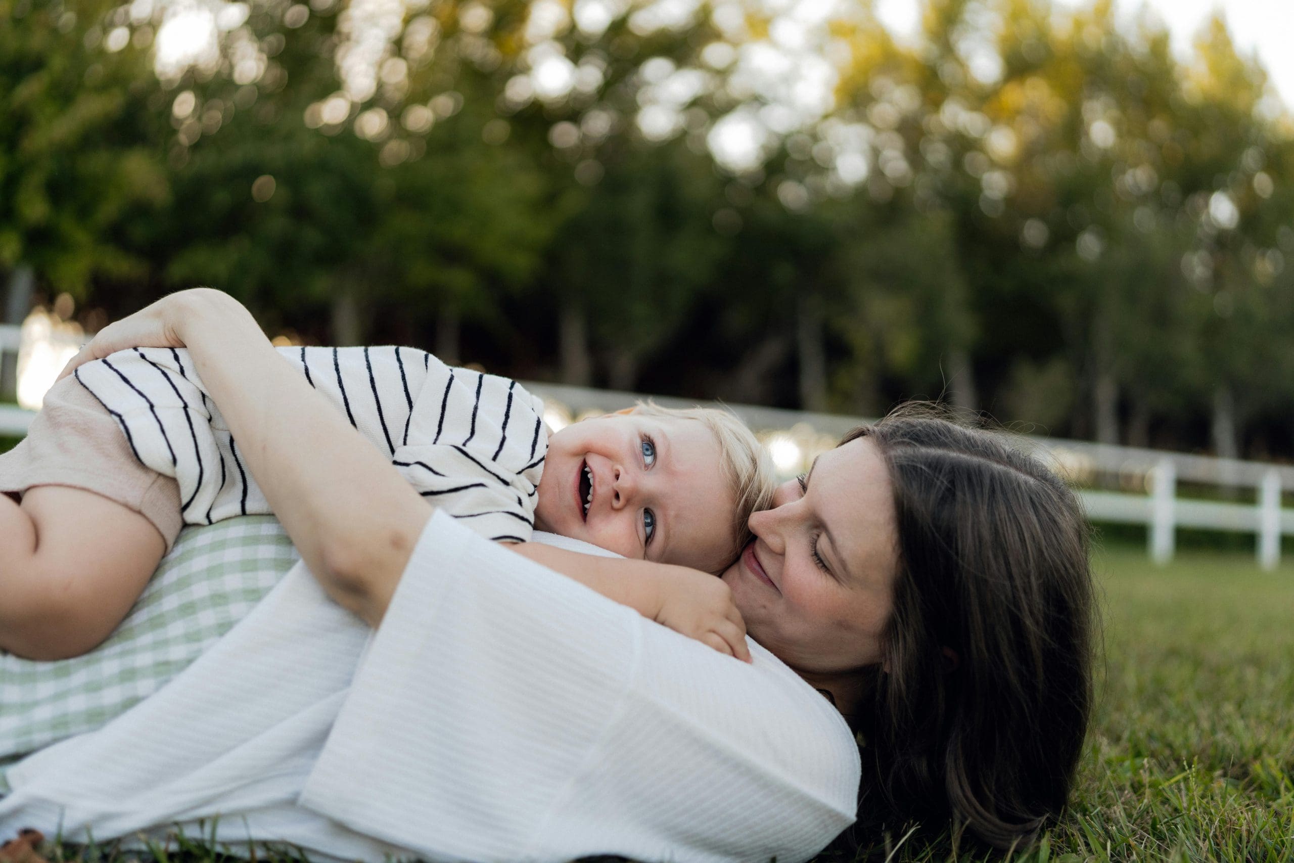 Mom holding child