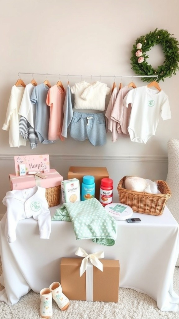 gifts on table for new parents